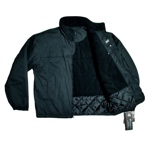 Champion Vintage 00s Mens Fleece Lined Jacket With Phone Pocket Black Medium New - Picture 4 of 13
